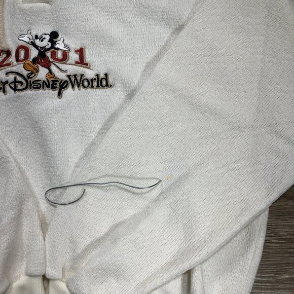 Walt Disney World Hoodie Women Small Ivory White Mickey Mouse 2001 Y2K Vintage - Picture 6 of 11